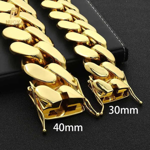 Hip Hop Style 30mm/40mm Personalized Custom Cuban Link Chain Fine Jewelry for Men 14k Gold Plated Cuban Chain Necklace