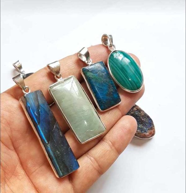 New Design Birthday Gift Jewelry Pear Shape Larimar Gems Pendant Good Jewelry 925 Silver Bezel Set Pendant at Festival Jewelry