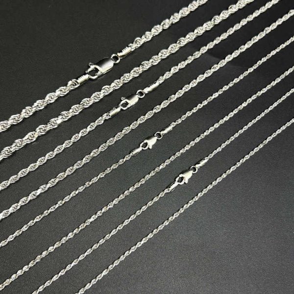 Italian Figaro Cuban Curb Chains Twisted Rope Design Solid 925 Sterling Silver Necklace Unisex Stackable Jewelry for Men Gift