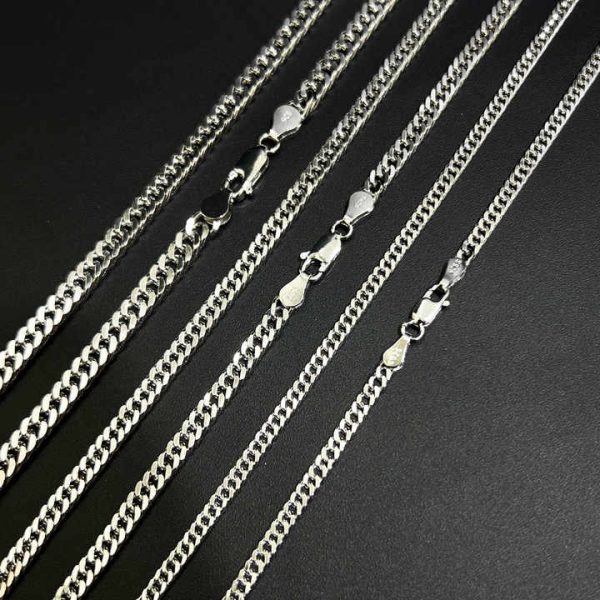 Italian Figaro Cuban Curb Chains Twisted Rope Design Solid 925 Sterling Silver Necklace Unisex Stackable Jewelry for Men Gift