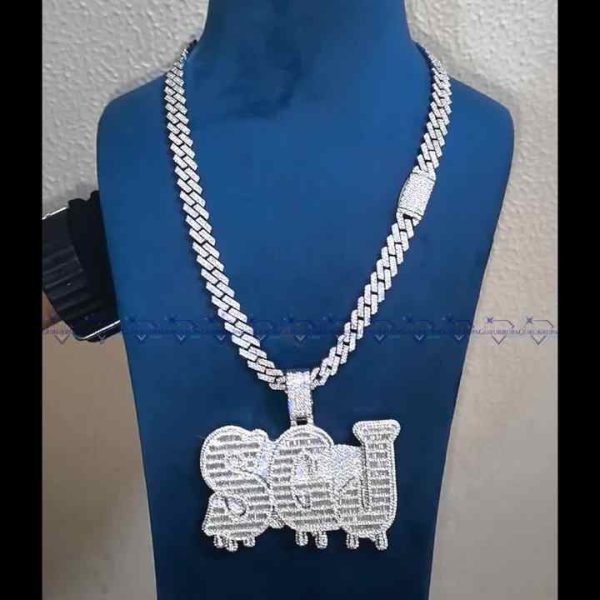Personalized Cuban Link Chain Pendant with Lab Grown Diamonds 925 Sterling Silver Iced Out Hip Hop Jewelry for Rappers Unisex Gift