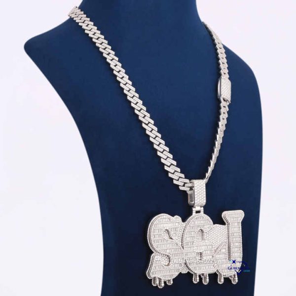 2025 Personalized Buss Down 925 Sterling Silver Round Lab Grown Diamond Link Chain Letter Pendant Iced Out jewelry For Rapper