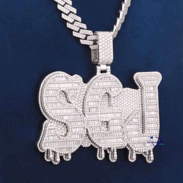 2025 Personalized Buss Down 925 Sterling Silver Round Lab Grown Diamond Link Chain Letter Pendant Iced Out jewelry For Rapper