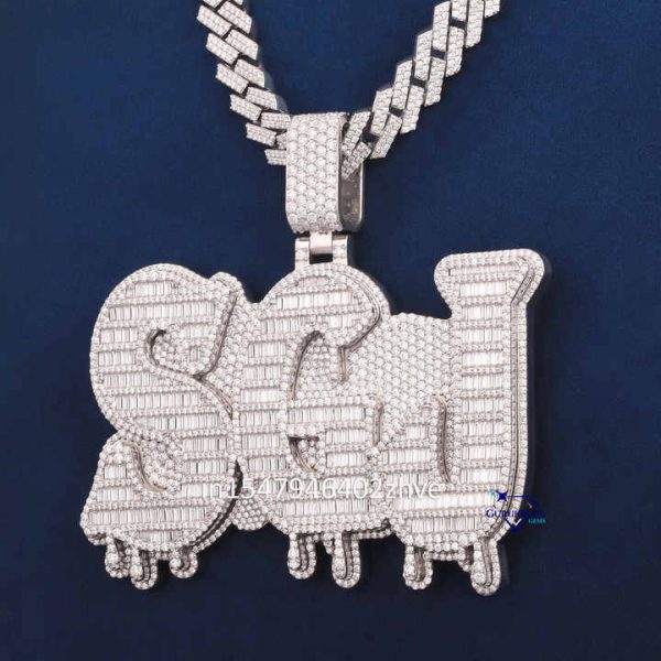 2025 Personalized Buss Down 925 Sterling Silver Round Lab Grown Diamond Link Chain Letter Pendant Iced Out jewelry For Rapper