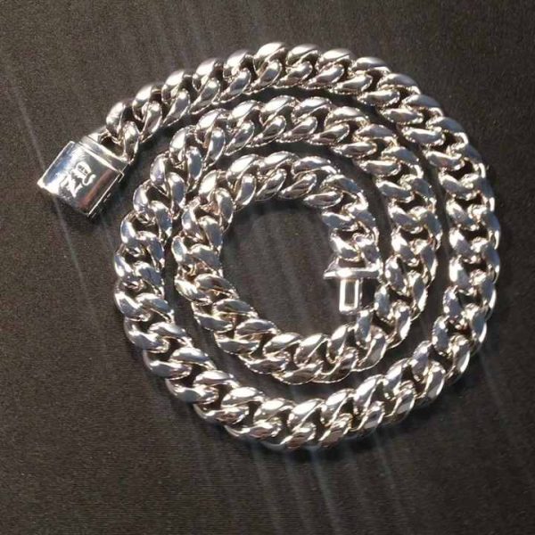 12mm 925 Sterling Silver Cuban Link Chain with 18K Gold Plated Hip Hop Fine Jewelry for Men and Women