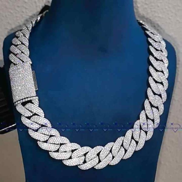 925 Sterling Silver Moissanite Diamond Cuban Link Chain Necklace 22mm 22-Inch Unisex Hiphop Jewelry