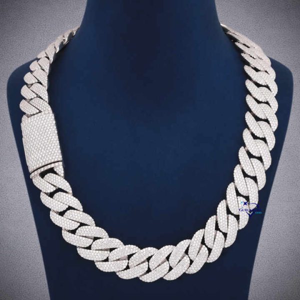 High Quality 22mm 925 Silver Moissanite Cuban Link Men Choker Jewelry Iced Out Full Diamond Cuban Link Chain Necklace for Women