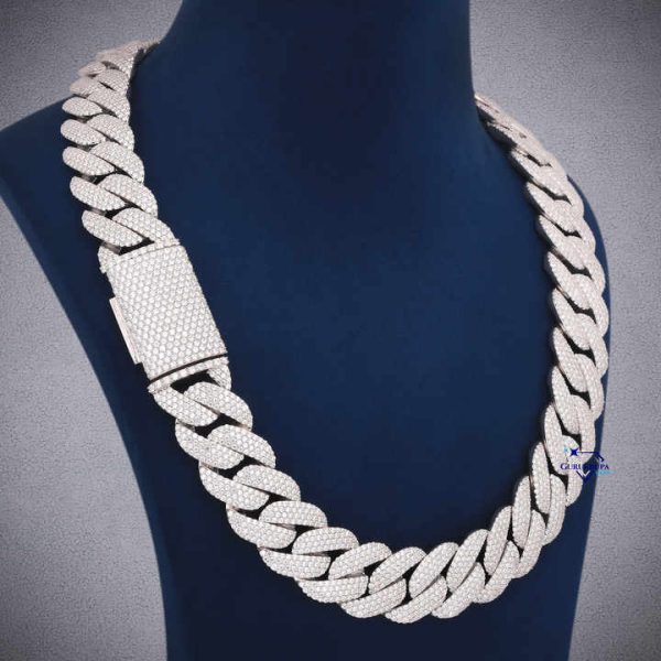 High Quality 22mm 925 Silver Moissanite Cuban Link Men Choker Jewelry Iced Out Full Diamond Cuban Link Chain Necklace for Women