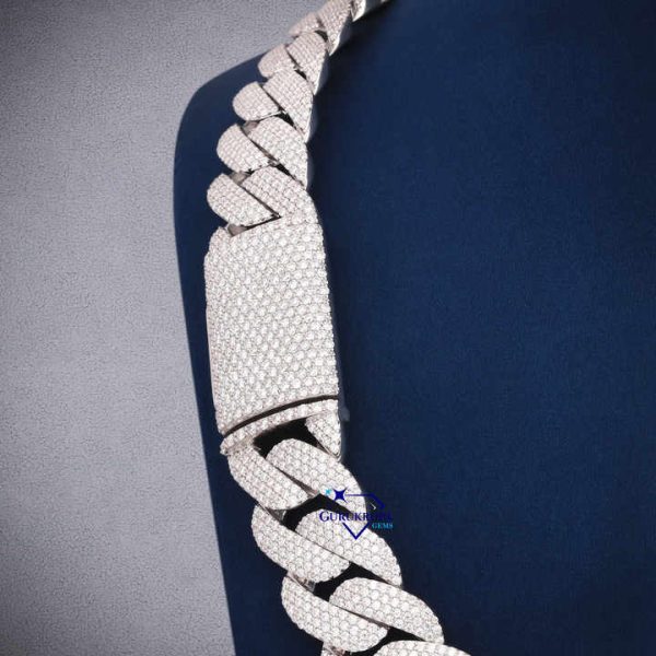 High Quality 22mm 925 Silver Moissanite Cuban Link Men Choker Jewelry Iced Out Full Diamond Cuban Link Chain Necklace for Women