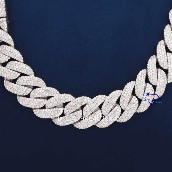 High Quality 22mm 925 Silver Moissanite Cuban Link Men Choker Jewelry Iced Out Full Diamond Cuban Link Chain Necklace for Women