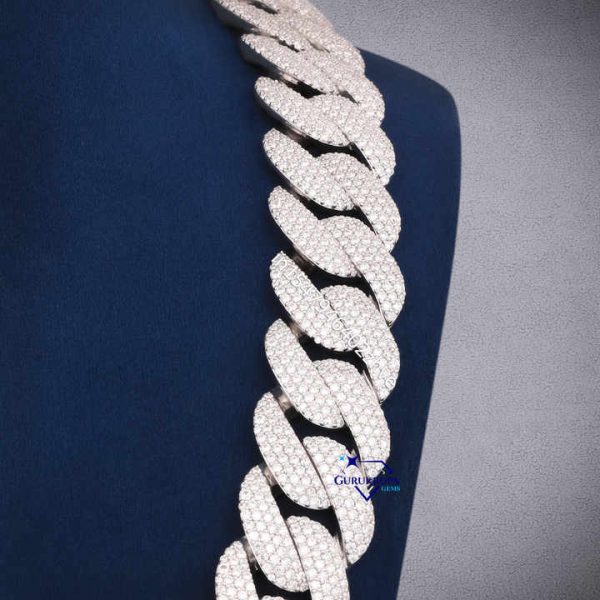High Quality 22mm 925 Silver Moissanite Cuban Link Men Choker Jewelry Iced Out Full Diamond Cuban Link Chain Necklace for Women