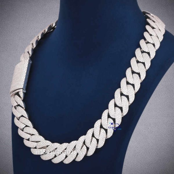 High Quality 22mm 925 Silver Moissanite Cuban Link Men Choker Jewelry Iced Out Full Diamond Cuban Link Chain Necklace for Women