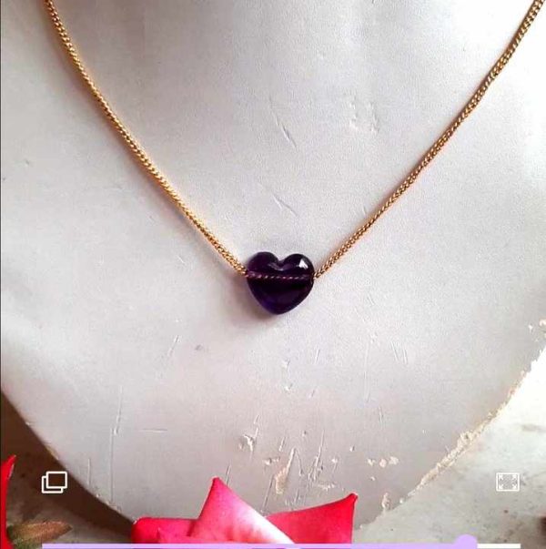 Attractive Amethyst Gemstone Necklace New Looking Amethyst Heart Shape Silver Gold Plated Necklace jewelry For Anniversary