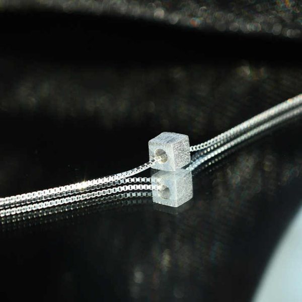 925 Silver Small square Candy Necklace Women Chic Niche Geometric square Collarbone Chain Fine Jewellery Necklaces
