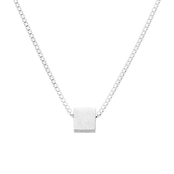 925 Silver Small square Candy Necklace Women Chic Niche Geometric square Collarbone Chain Fine Jewellery Necklaces