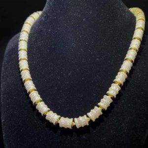 Hip Hop Style 7mm Ice Out Zircon Tennis Chain Necklace in 925 Sterling Silver with Gold Plating