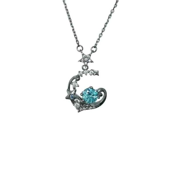 925 Sterling Silver Blue Crystal Rhinestone Choker Necklace for Women - Trendy Star Pendant Jewelry Elegant Gift for Anniversary
