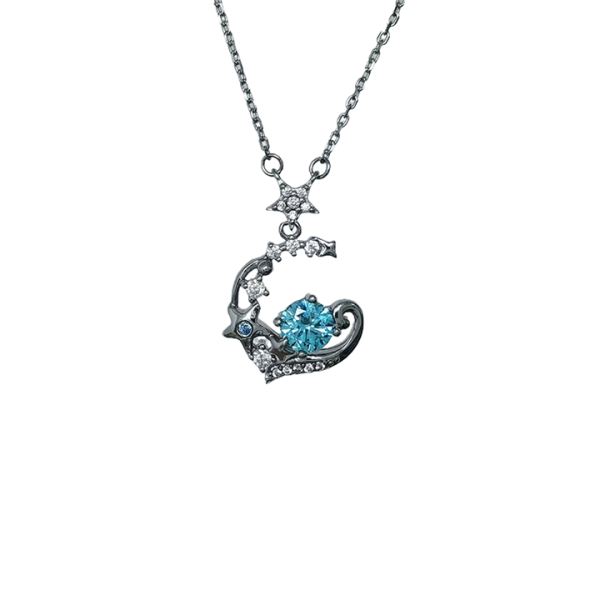 S925 Sterling Silver Simple Luxury Blue Dream Choker Necklace for Women Girls Midsummer Night Star Crystal Pendant Necklace