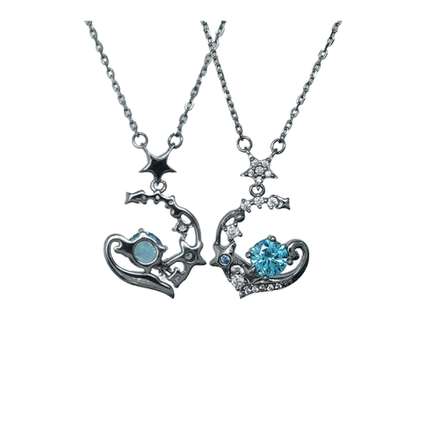 S925 Sterling Silver Simple Luxury Blue Dream Choker Necklace for Women Girls Midsummer Night Star Crystal Pendant Necklace