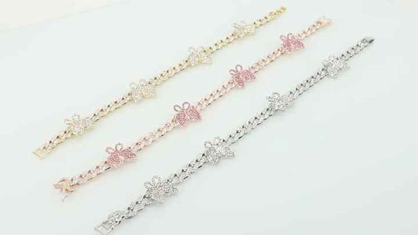 18-Inch Zircon Butterfly Cuban Chain Punk Style Unisex Alloy Choker Necklace