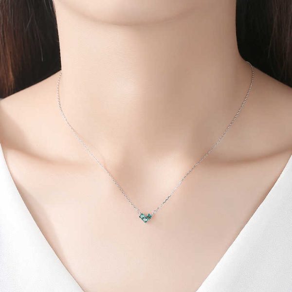 18K Gold Ruby and Emerald Crystal Gemstone Heart Pendant Necklaces Fashion Clavicle Chain Charm Necklace for Women Jewelry