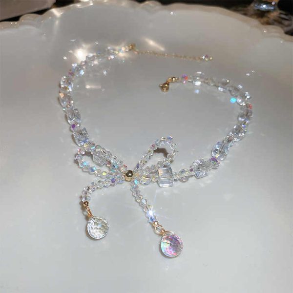2024 Wholesale Luxury Collarbone Chain Temperament High Grade Necklace Crystal Bow Necklace Fashion Jewelry