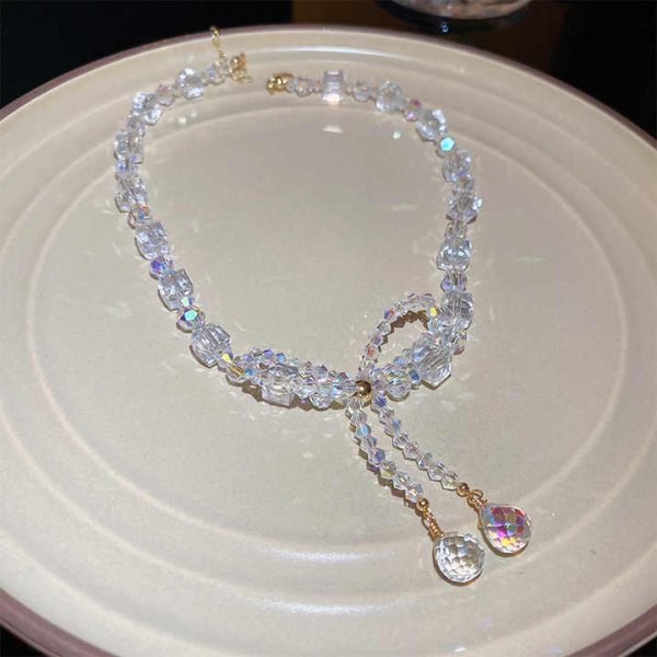 2024 Wholesale Luxury Collarbone Chain Temperament High Grade Necklace Crystal Bow Necklace Fashion Jewelry