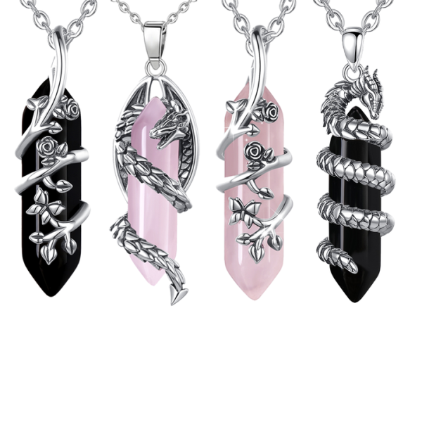 Women Crystal Rose Quartz Jewelry Gemstone Natural Healing Stone Pendant Necklace