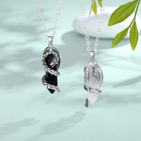 Women Crystal Rose Quartz Jewelry Gemstone Natural Healing Stone Pendant Necklace