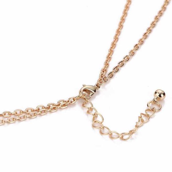 2025 Golden Crescent Shape Necklace Double Chain Necklace Crystal Bullet Necklace for Women