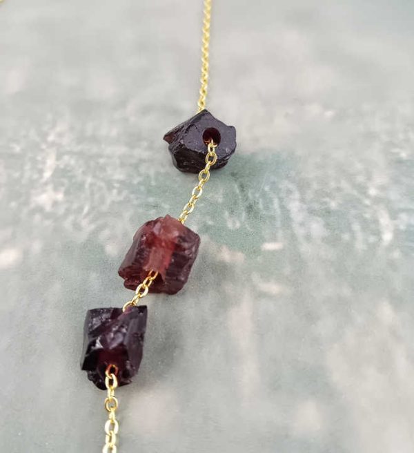Dainty July Birthstone Raw Ruby Pendant Necklace 925 Sterling Silver Key Shape Chain Gold Ruby Healing Crystal Jewelry