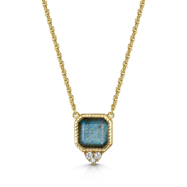 Custom Birthstone Pendant Necklace Sterling Silver Gold Plated Cubic Zirconia Natural Crystal Amethyst Topaz Moonstone Necklace