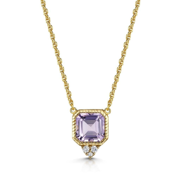 Custom Birthstone Pendant Necklace Sterling Silver Gold Plated Cubic Zirconia Natural Crystal Amethyst Topaz Moonstone Necklace