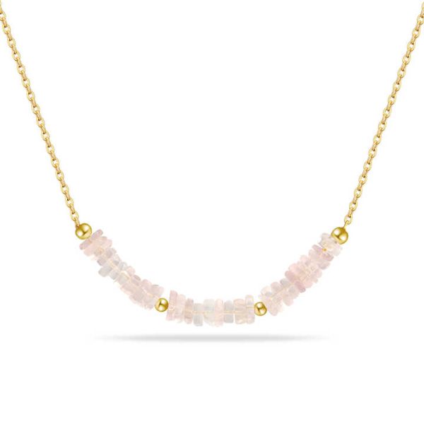 14K Gold 925 Silver Irregular Gemstone Jewelry Rough Stone Raw Rose Quartz Real Crystal Chip Necklace