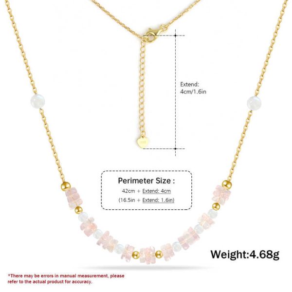 14K Gold 925 Silver Irregular Gemstone Jewelry Rough Stone Raw Rose Quartz Real Crystal Chip Necklace