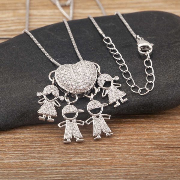Fashion Crystal Heart Shape 4 Girls and Boys Pendant Women Necklace Copper Cubic Zircon Party Jewelry Gift Wholesale Price