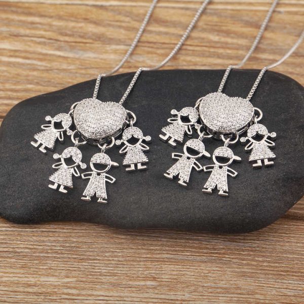 Fashion Crystal Heart Shape 4 Girls and Boys Pendant Women Necklace Copper Cubic Zircon Party Jewelry Gift Wholesale Price