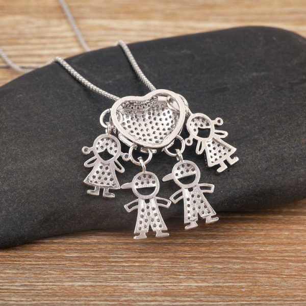 Fashion Crystal Heart Shape 4 Girls and Boys Pendant Women Necklace Copper Cubic Zircon Party Jewelry Gift Wholesale Price