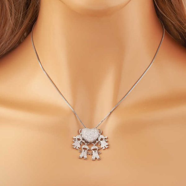 Fashion Crystal Heart Shape 4 Girls and Boys Pendant Women Necklace Copper Cubic Zircon Party Jewelry Gift Wholesale Price