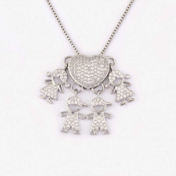 Fashion Crystal Heart Shape 4 Girls and Boys Pendant Women Necklace Copper Cubic Zircon Party Jewelry Gift Wholesale Price