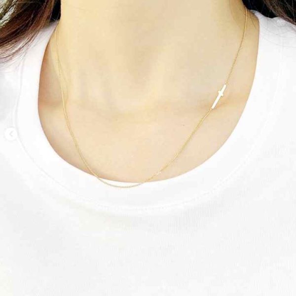 Sterling Silver 925 Jewellery Wholesale Sideways Cross Charm Choker Chain 18k Gold Plated 925 Sterling Silver Necklace for Women