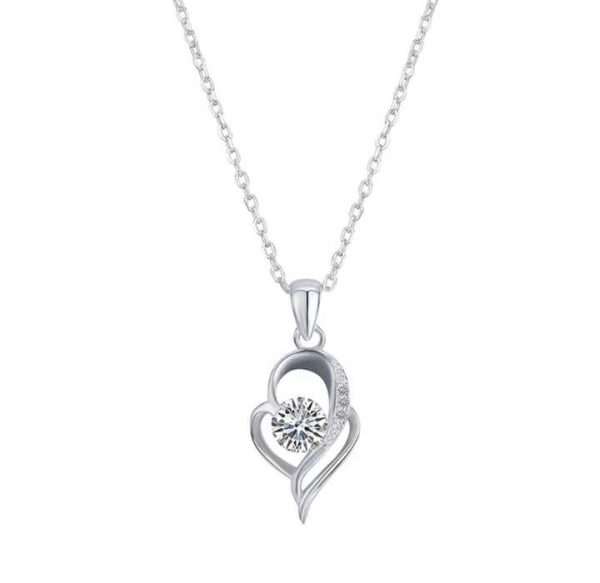 S925 Sterling Silver Girls Necklaces Fashion Jewelry Zircon Crystal Two Layers Heart Shaped Pendant Necklaces for Women