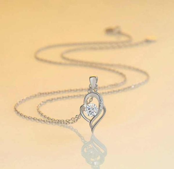 S925 Sterling Silver Girls Necklaces Fashion Jewelry Zircon Crystal Two Layers Heart Shaped Pendant Necklaces for Women
