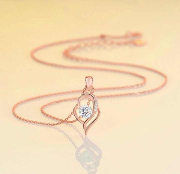 S925 Sterling Silver Girls Necklaces Fashion Jewelry Zircon Crystal Two Layers Heart Shaped Pendant Necklaces for Women