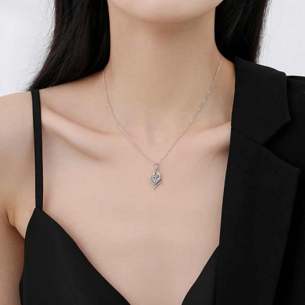 S925 Sterling Silver Girls Necklaces Fashion Jewelry Zircon Crystal Two Layers Heart Shaped Pendant Necklaces for Women