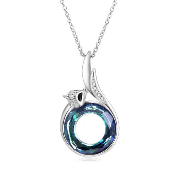 Fine Jewelry Gift 18inch Chain 925 Sterling Silver Crystal Fox Necklace