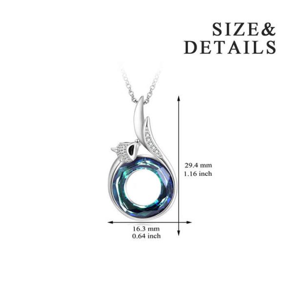Fine Jewelry Gift 18inch Chain 925 Sterling Silver Crystal Fox Necklace
