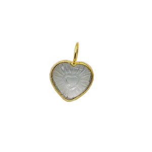 925 Sterling Silver Clear Quartz Heart Pendant Gold Plated Charm Jewelry for Women Handmade Craft Findings