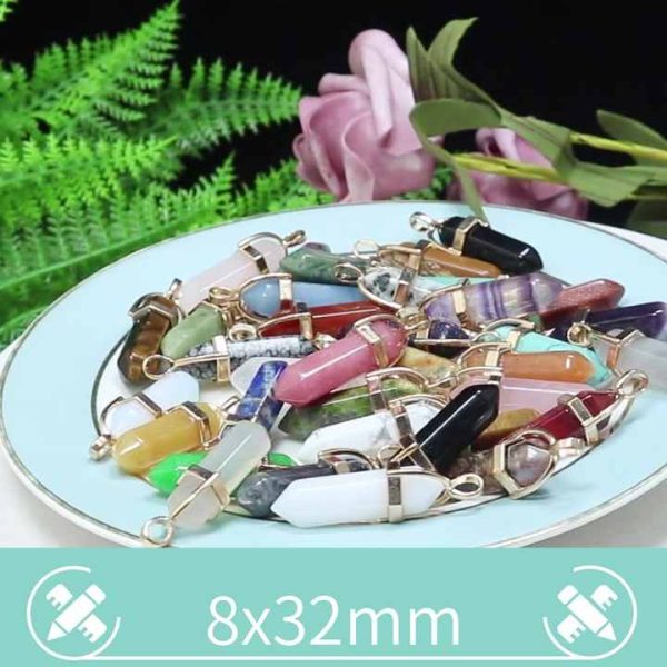 Natural Quartz Crystal Hexagon Healing Stone Pendant Charm for Reiki Jewelry Making