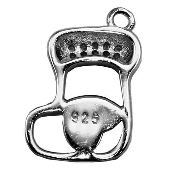 Beadsnice ID30797 925 Sterling Silver Pendant Base Micro Pave Socks Shape Fit Austria Crystal 2808 15.5x12.5mm Bezel Setting